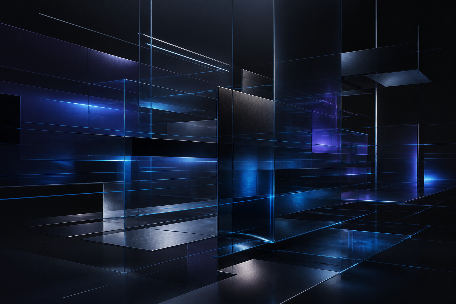 Precise architectural grid with flowing light suggesting financial systems